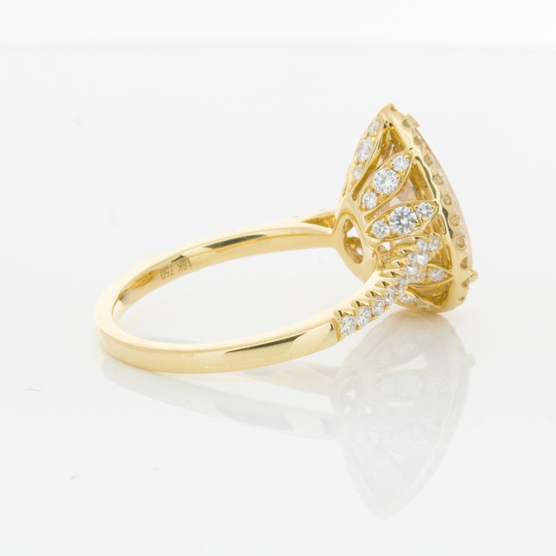 18ct Yellow Gold Morganite & Diamond Sierra Ring-Ring-Walker & Hall