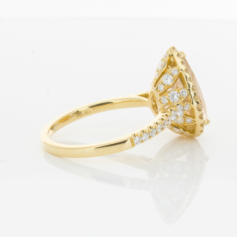 18ct Yellow Gold Morganite & Diamond Sierra Ring-Ring-Walker & Hall