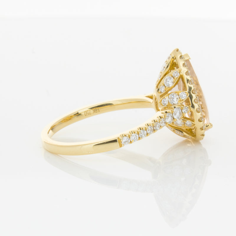 18ct Yellow Gold Morganite & Diamond Sierra Ring-Ring-Walker & Hall