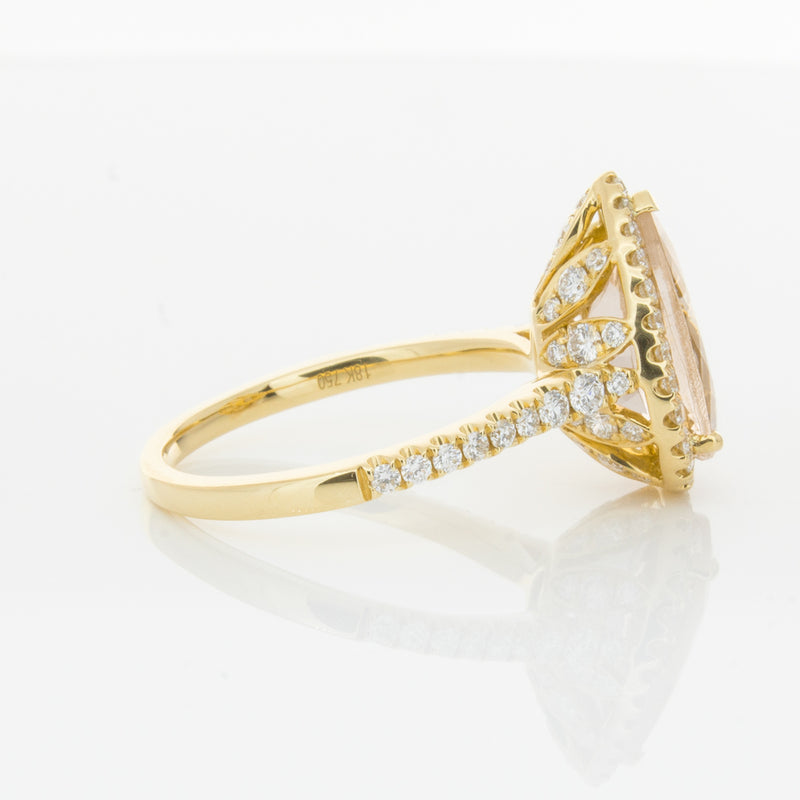 18ct Yellow Gold Morganite & Diamond Sierra Ring-Ring-Walker & Hall