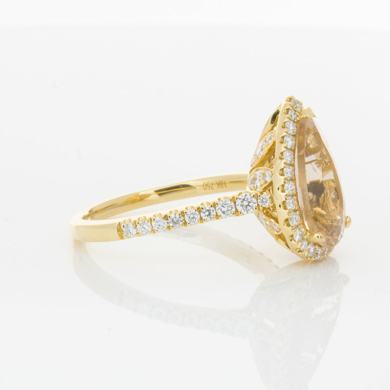 18ct Yellow Gold Morganite & Diamond Sierra Ring-Ring-Walker & Hall