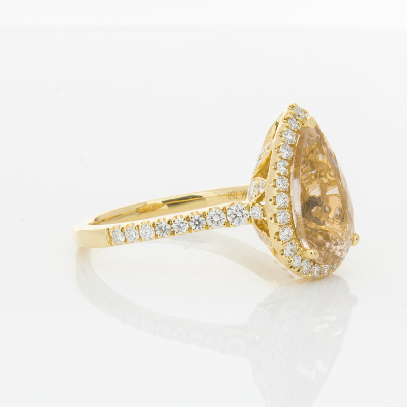 18ct Yellow Gold Morganite & Diamond Sierra Ring-Ring-Walker & Hall