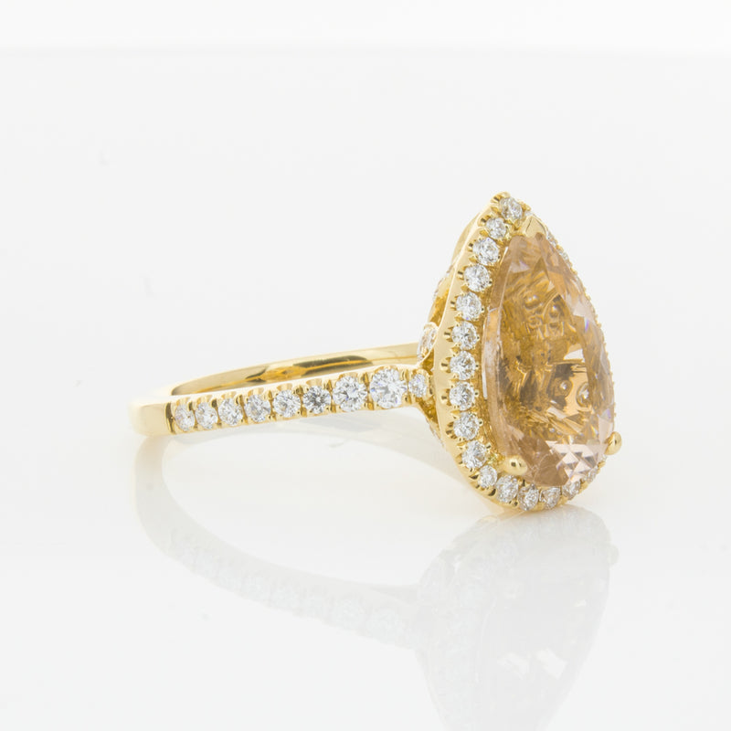 18ct Yellow Gold Morganite & Diamond Sierra Ring-Ring-Walker & Hall