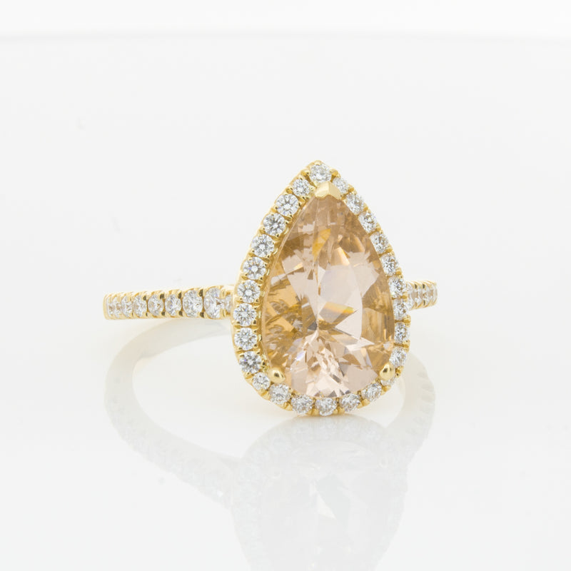 18ct Yellow Gold Morganite & Diamond Sierra Ring-Ring-Walker & Hall