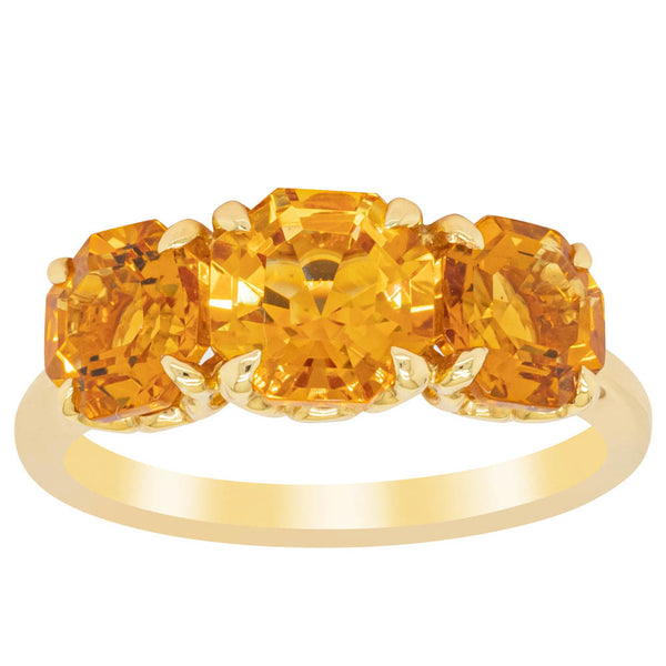 18ct Yellow Gold Three Stone Citrine Octavia Ring - Ring - Walker & Hall