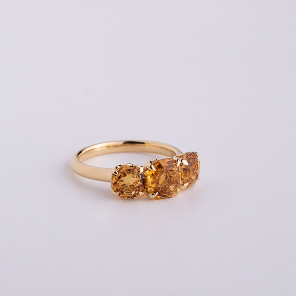 18ct Yellow Gold Three Stone Citrine Octavia Ring - Walker & Hall