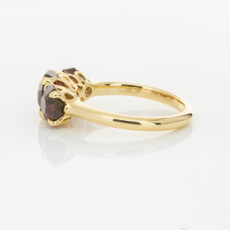 18ct Yellow Gold Three Stone Garnet Octavia Ring-Ring-Walker & Hall