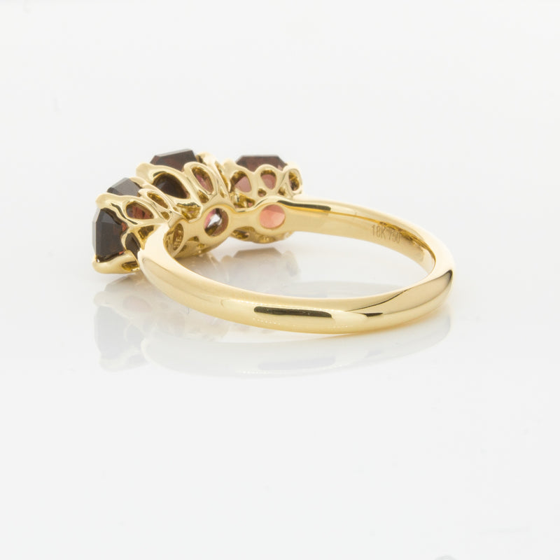 18ct Yellow Gold Three Stone Garnet Octavia Ring-Ring-Walker & Hall