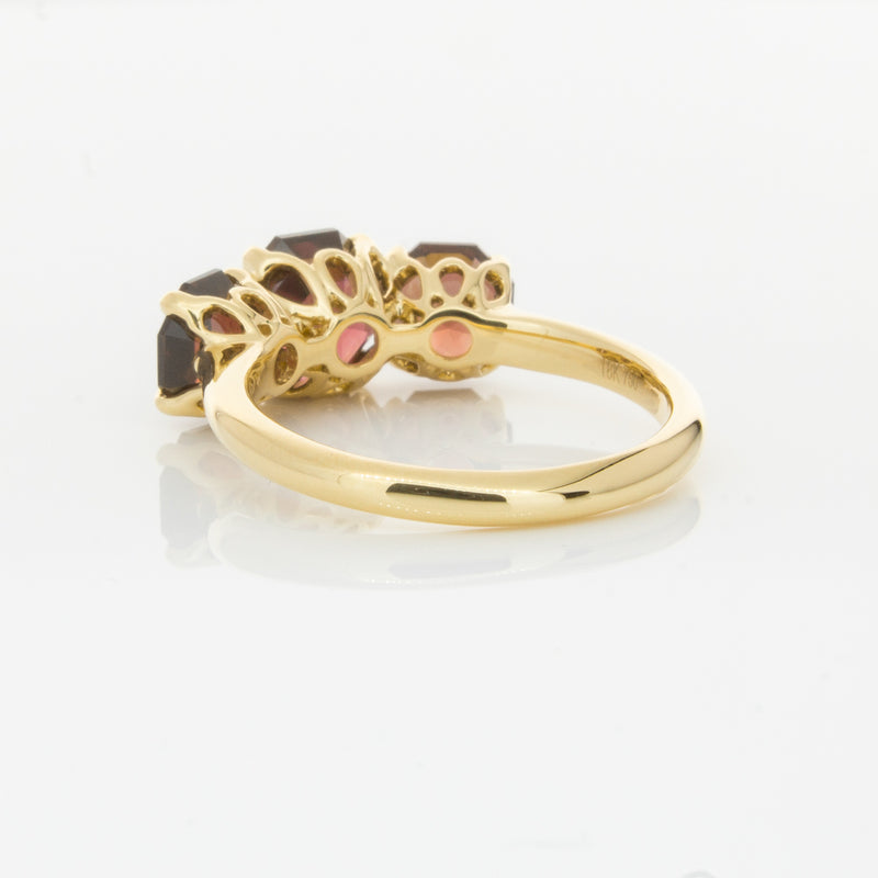 18ct Yellow Gold Three Stone Garnet Octavia Ring-Ring-Walker & Hall
