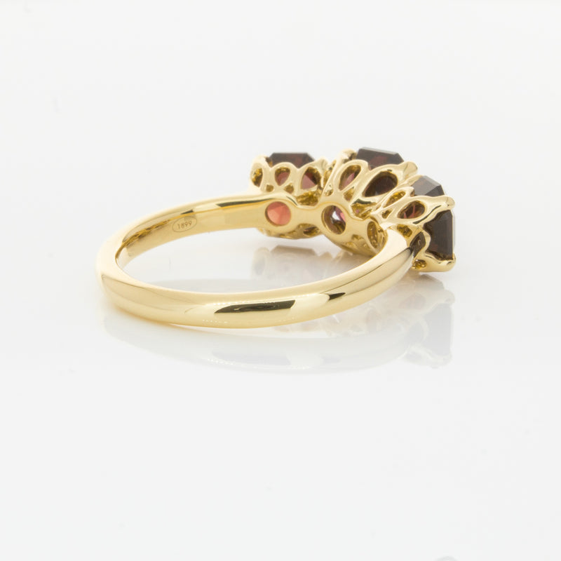 18ct Yellow Gold Three Stone Garnet Octavia Ring-Ring-Walker & Hall