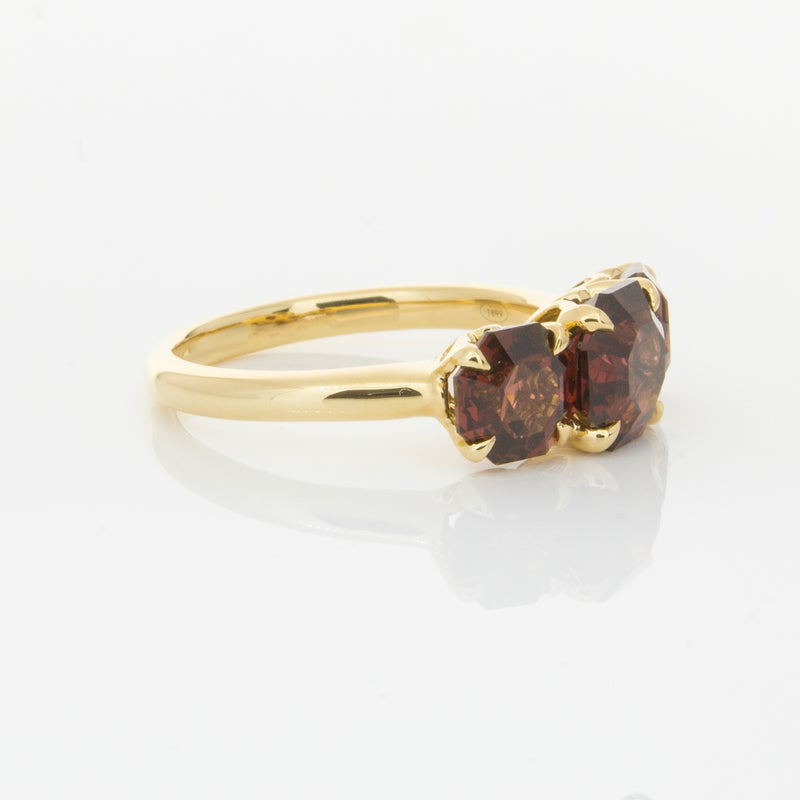 18ct Yellow Gold Three Stone Garnet Octavia Ring-Ring-Walker & Hall