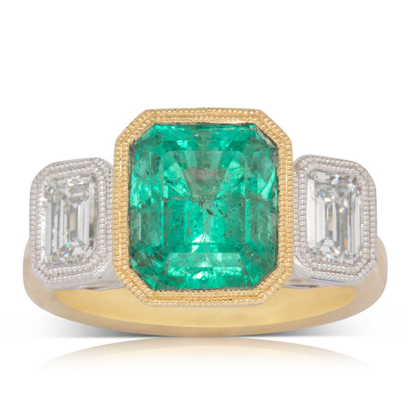 18ct Yellow Gold Emerald & Diamond Ring - Walker & Hall