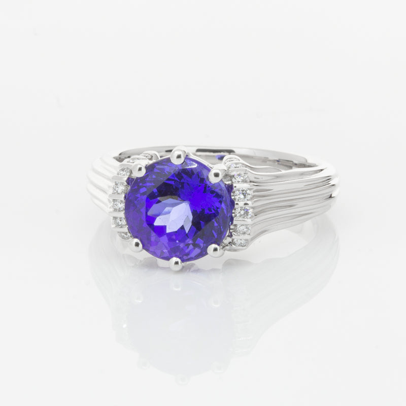 18ct White Gold Tanzanite & Diamond Ring-Ring-Walker & Hall