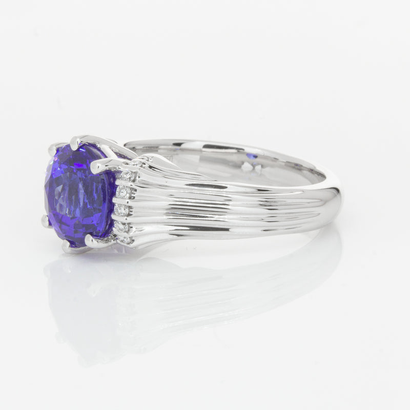 18ct White Gold Tanzanite & Diamond Ring-Ring-Walker & Hall