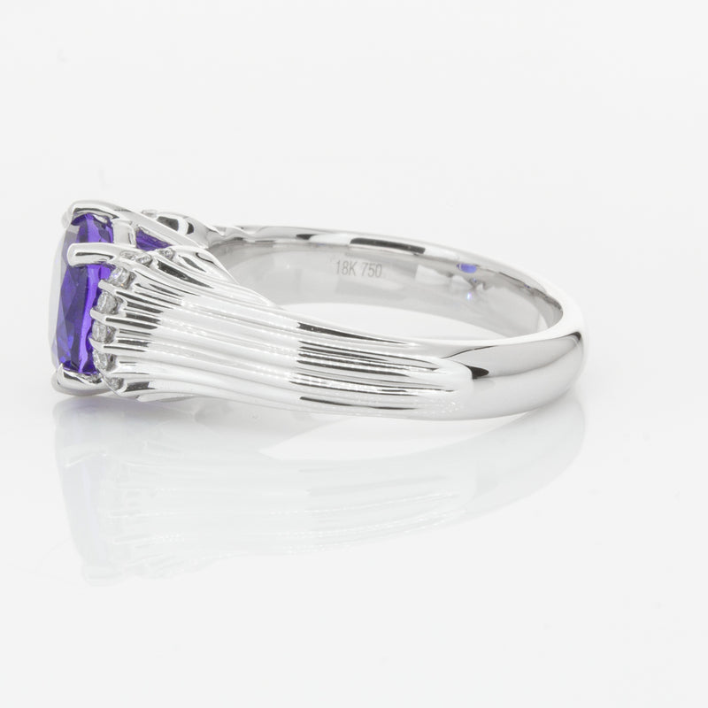 18ct White Gold Tanzanite & Diamond Ring-Ring-Walker & Hall