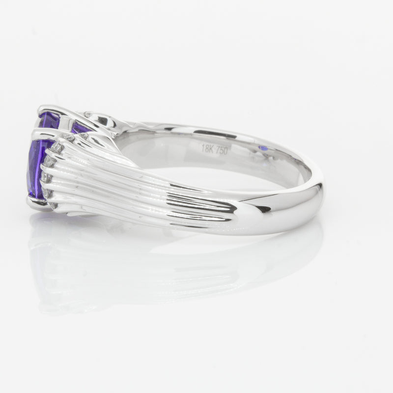18ct White Gold Tanzanite & Diamond Ring-Ring-Walker & Hall