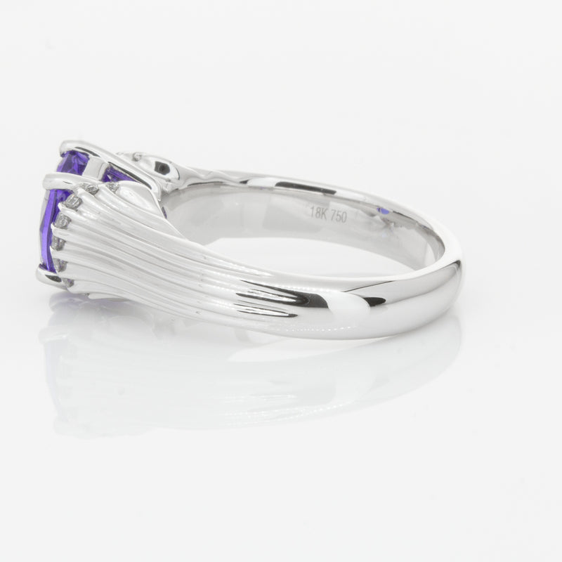 18ct White Gold Tanzanite & Diamond Ring-Ring-Walker & Hall