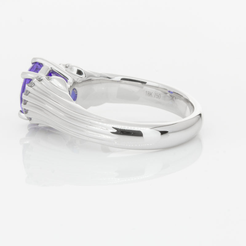 18ct White Gold Tanzanite & Diamond Ring-Ring-Walker & Hall