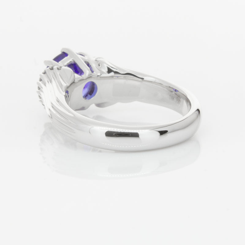 18ct White Gold Tanzanite & Diamond Ring-Ring-Walker & Hall