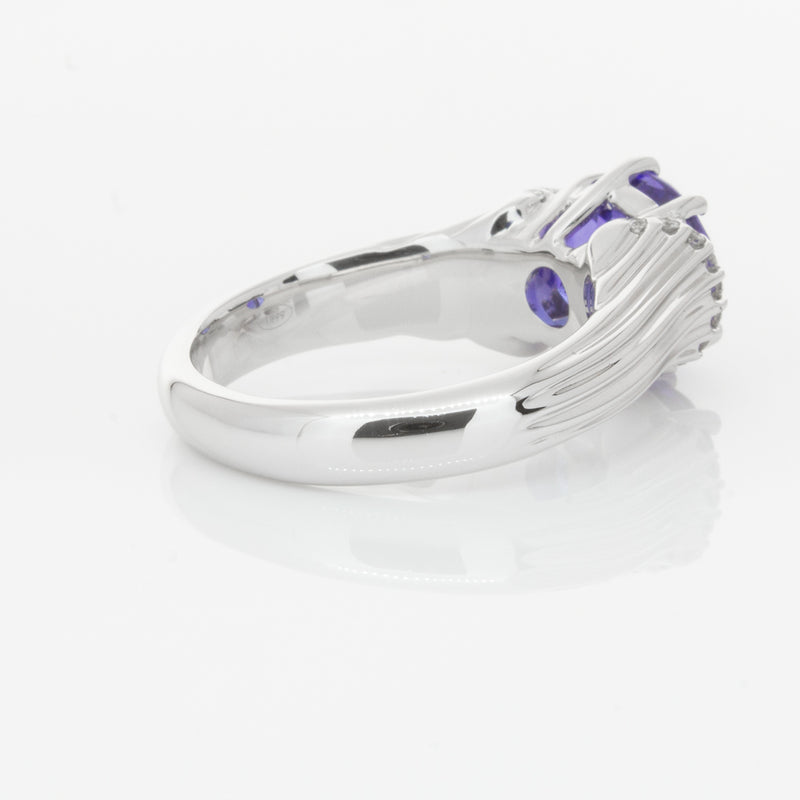 18ct White Gold Tanzanite & Diamond Ring-Ring-Walker & Hall