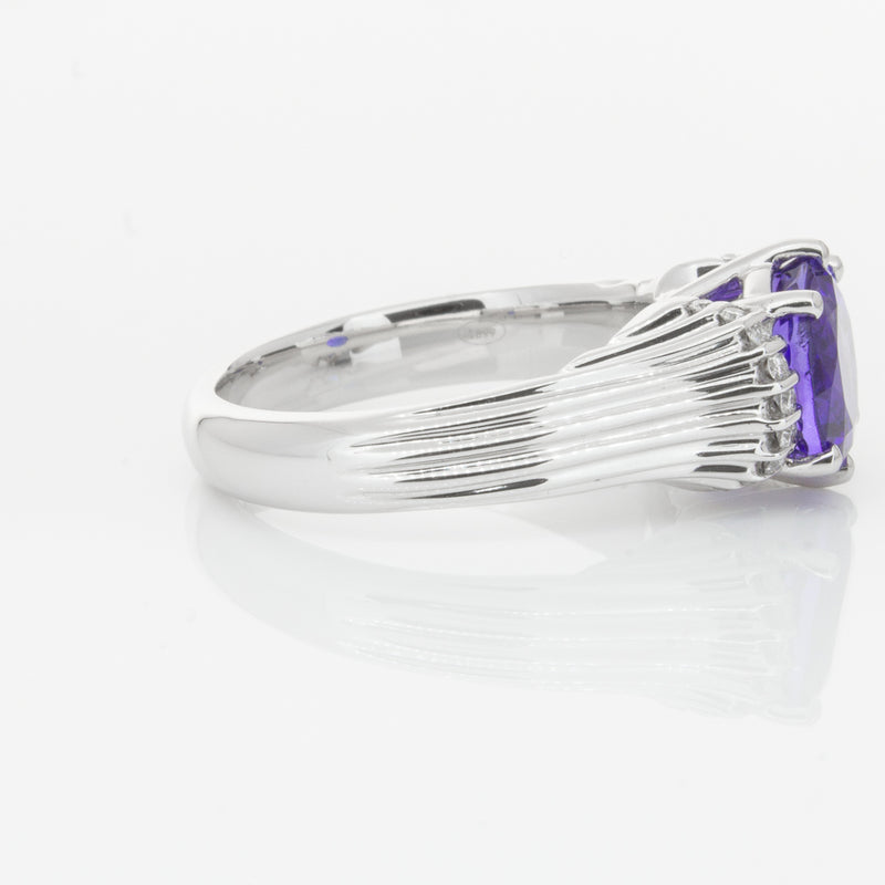 18ct White Gold Tanzanite & Diamond Ring-Ring-Walker & Hall