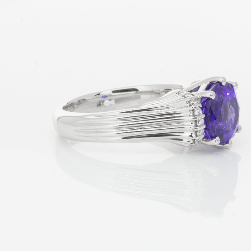 18ct White Gold Tanzanite & Diamond Ring-Ring-Walker & Hall