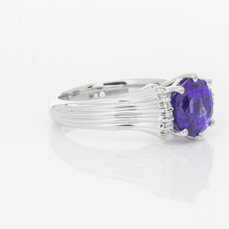 18ct White Gold Tanzanite & Diamond Ring-Ring-Walker & Hall