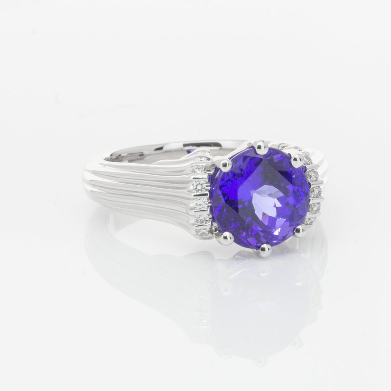 18ct White Gold Tanzanite & Diamond Ring-Ring-Walker & Hall