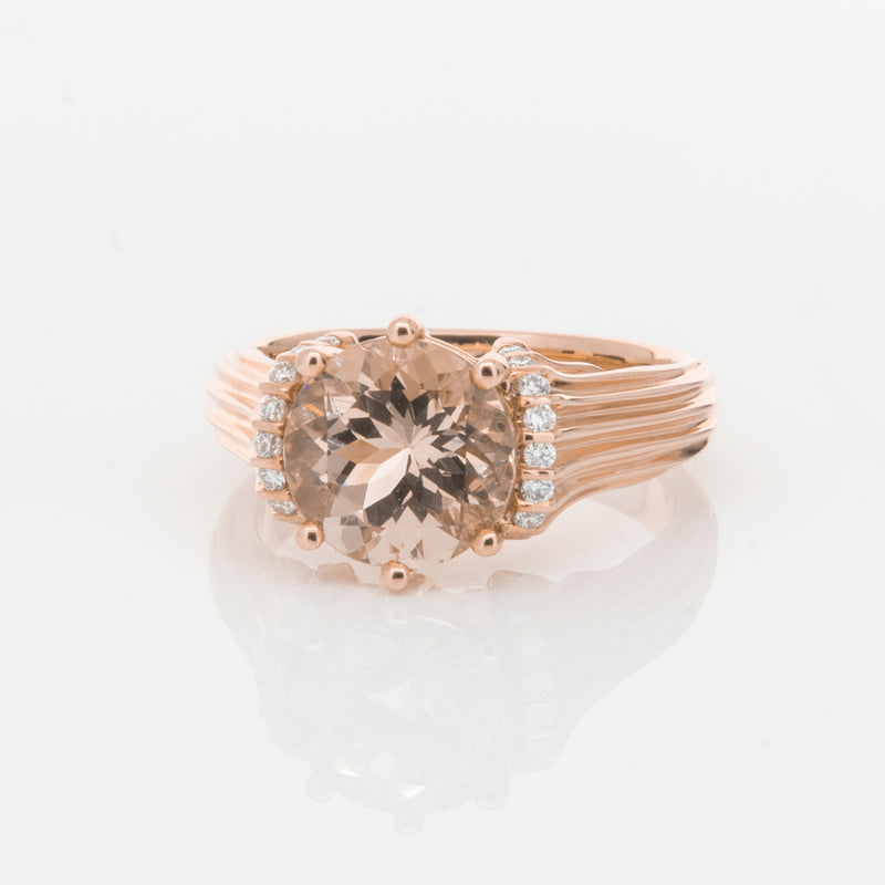 18ct Rose Gold Morganite & Diamond Ring-Ring-Walker & Hall