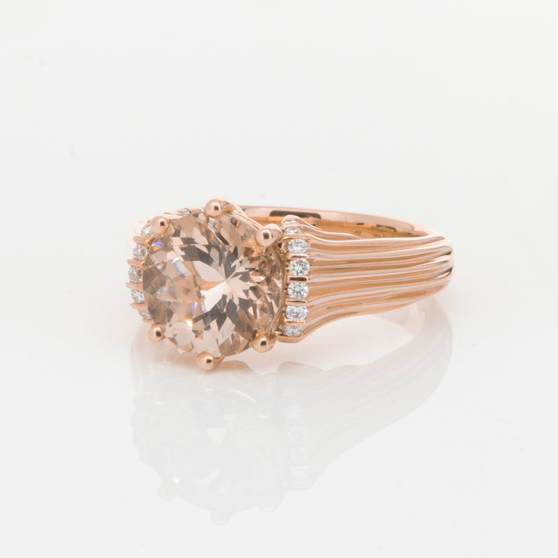 18ct Rose Gold Morganite & Diamond Ring-Ring-Walker & Hall