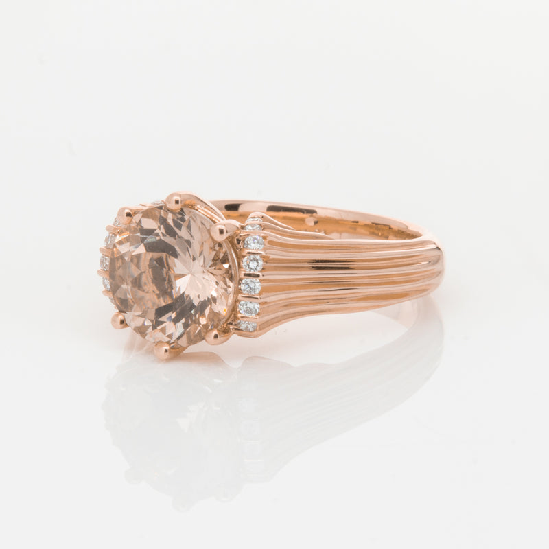 18ct Rose Gold Morganite & Diamond Ring-Ring-Walker & Hall
