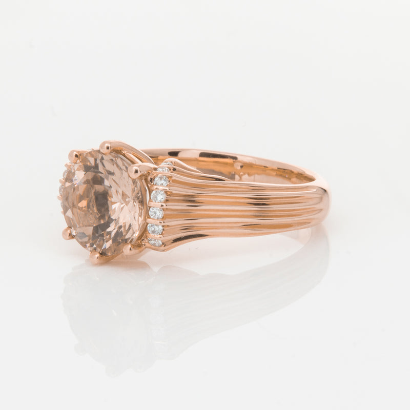 18ct Rose Gold Morganite & Diamond Ring-Ring-Walker & Hall