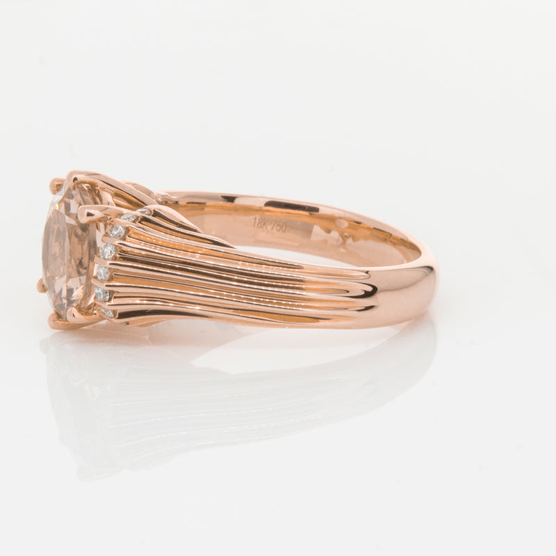 18ct Rose Gold Morganite & Diamond Ring-Ring-Walker & Hall