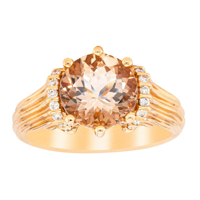 18ct Rose Gold Morganite & Diamond Ring-Ring-Walker & Hall