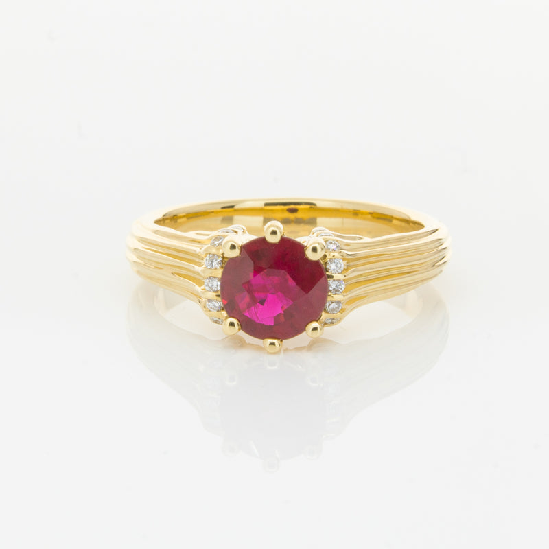 18ct Yellow Gold Ruby & Diamond Ring-Ring-Walker & Hall