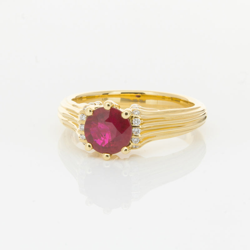 18ct Yellow Gold Ruby & Diamond Ring-Ring-Walker & Hall