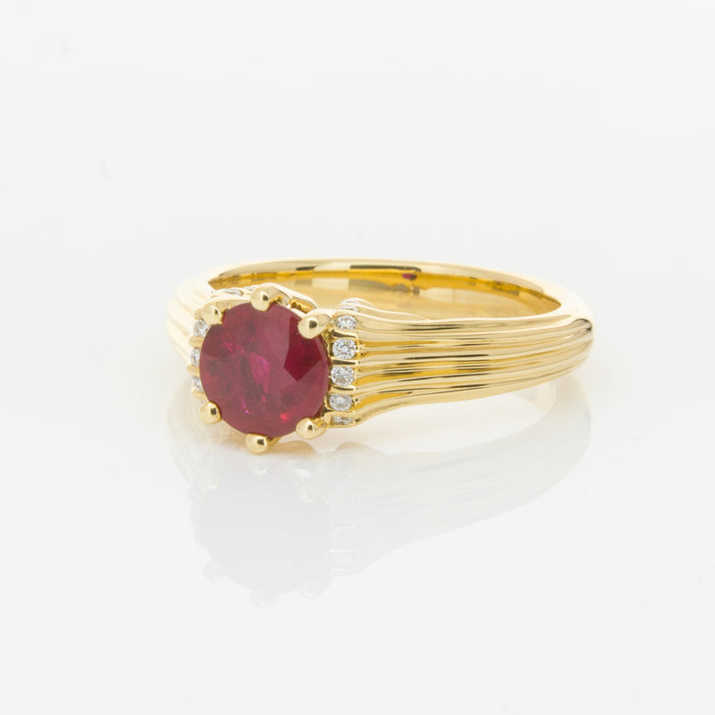 18ct Yellow Gold Ruby & Diamond Ring-Ring-Walker & Hall