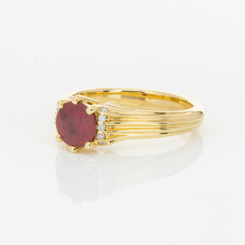 18ct Yellow Gold Ruby & Diamond Ring-Ring-Walker & Hall