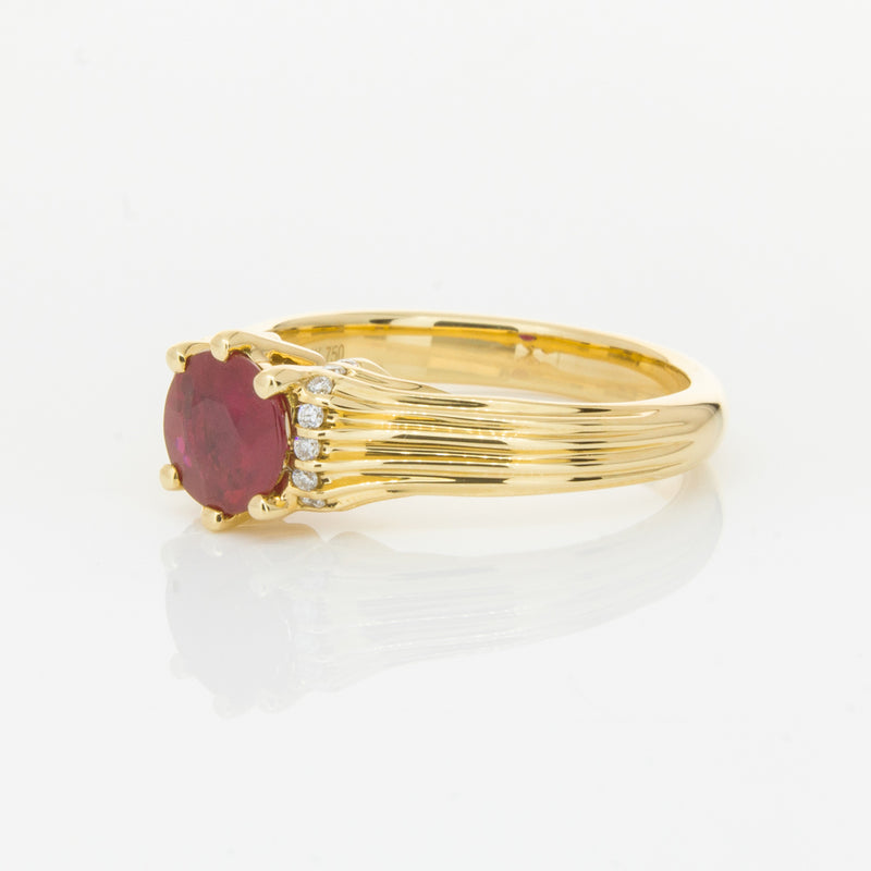18ct Yellow Gold Ruby & Diamond Ring-Ring-Walker & Hall