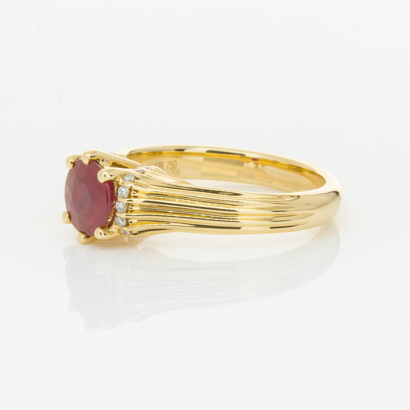 18ct Yellow Gold Ruby & Diamond Ring-Ring-Walker & Hall