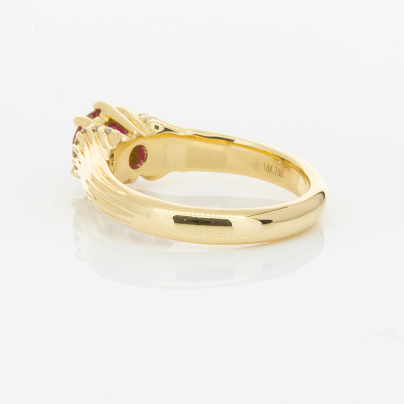18ct Yellow Gold Ruby & Diamond Ring-Ring-Walker & Hall