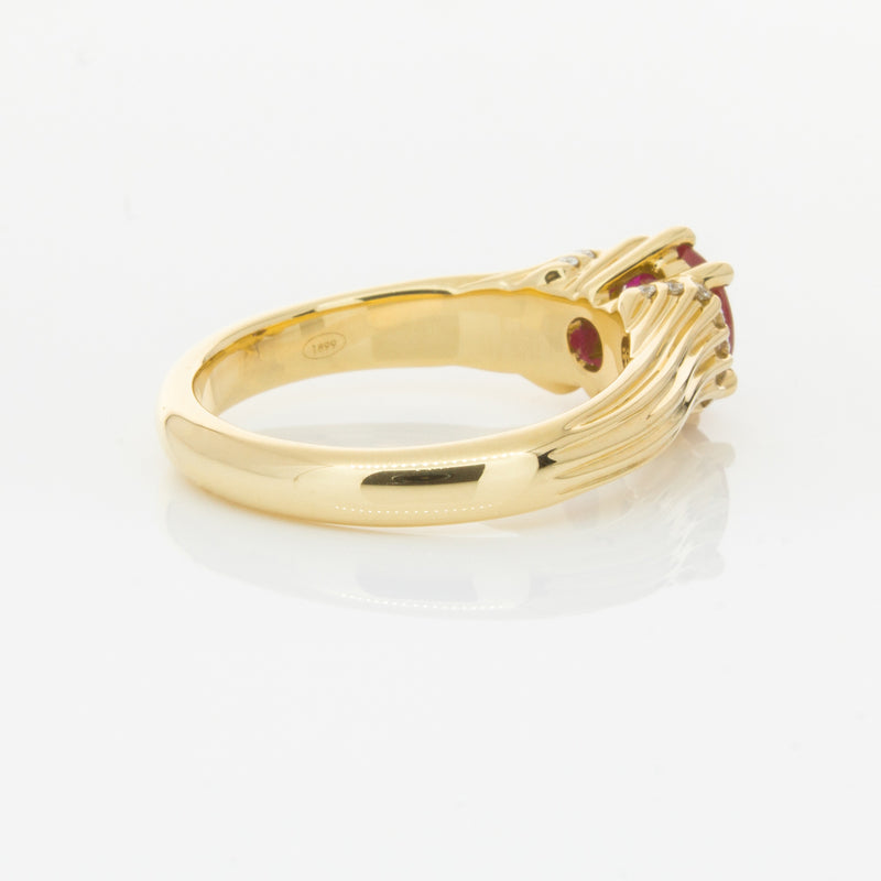 18ct Yellow Gold Ruby & Diamond Ring-Ring-Walker & Hall