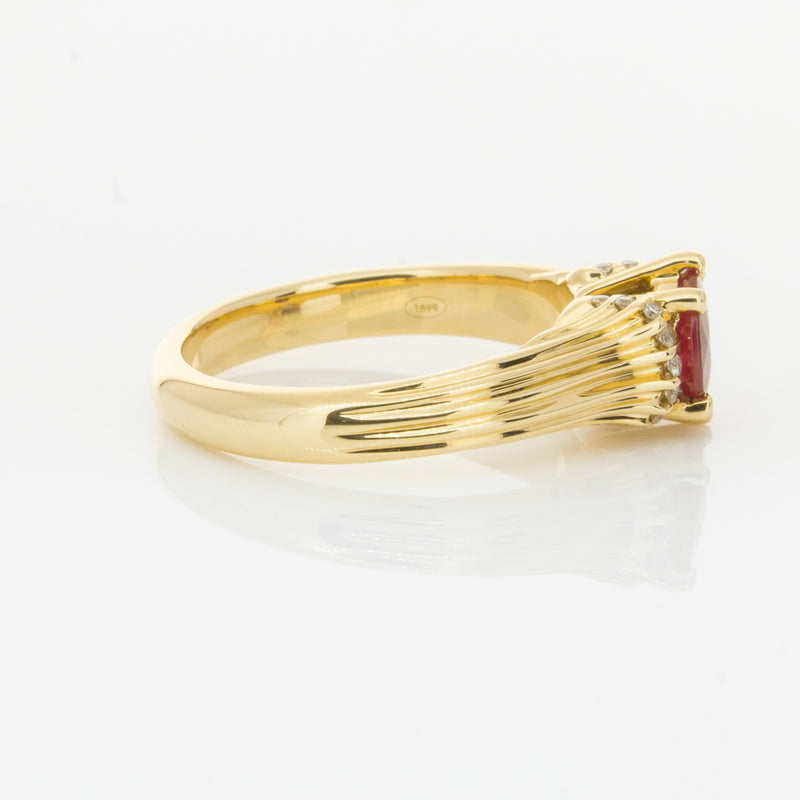 18ct Yellow Gold Ruby & Diamond Ring-Ring-Walker & Hall
