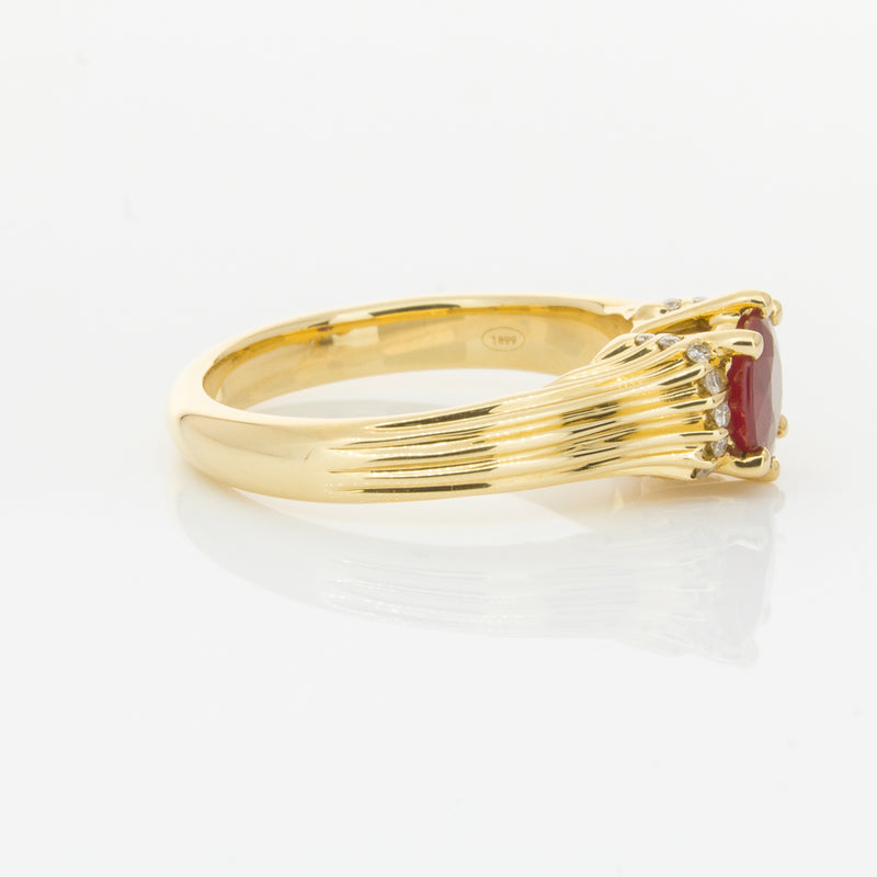 18ct Yellow Gold Ruby & Diamond Ring-Ring-Walker & Hall