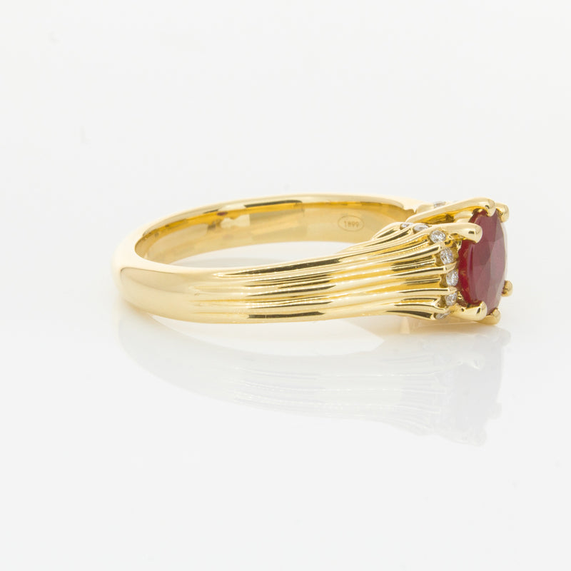 18ct Yellow Gold Ruby & Diamond Ring-Ring-Walker & Hall
