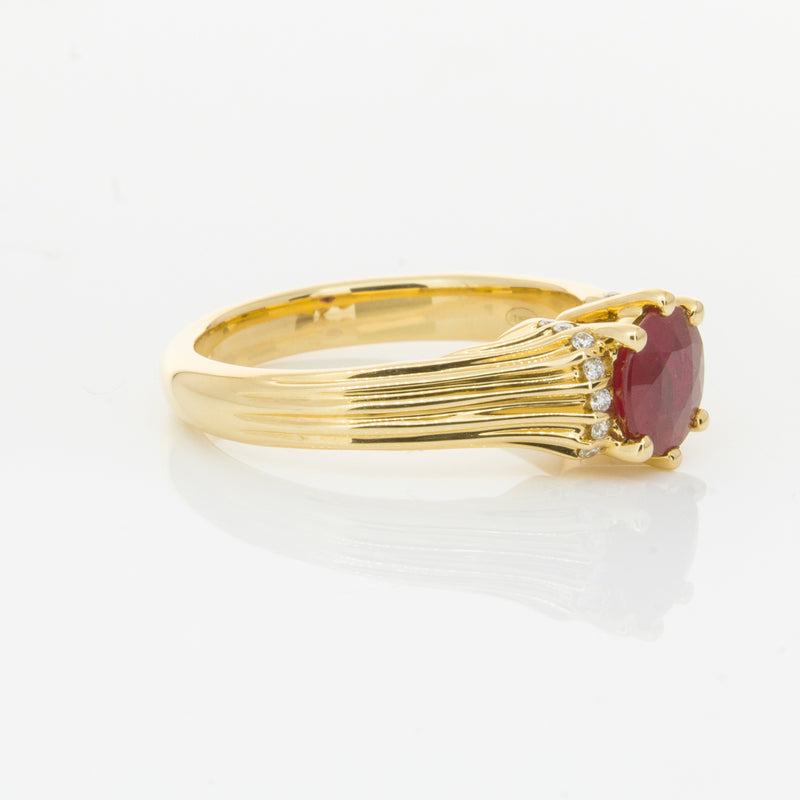18ct Yellow Gold Ruby & Diamond Ring-Ring-Walker & Hall