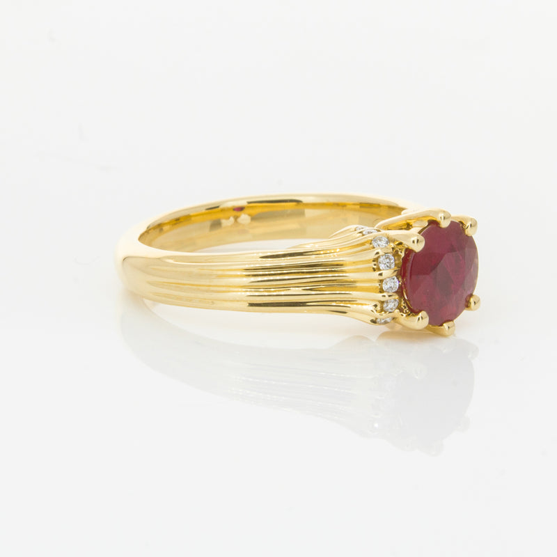 18ct Yellow Gold Ruby & Diamond Ring-Ring-Walker & Hall