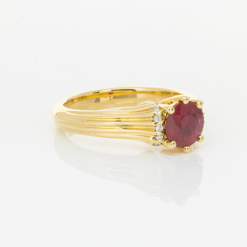 18ct Yellow Gold Ruby & Diamond Ring-Ring-Walker & Hall