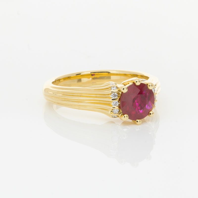18ct Yellow Gold Ruby & Diamond Ring-Ring-Walker & Hall