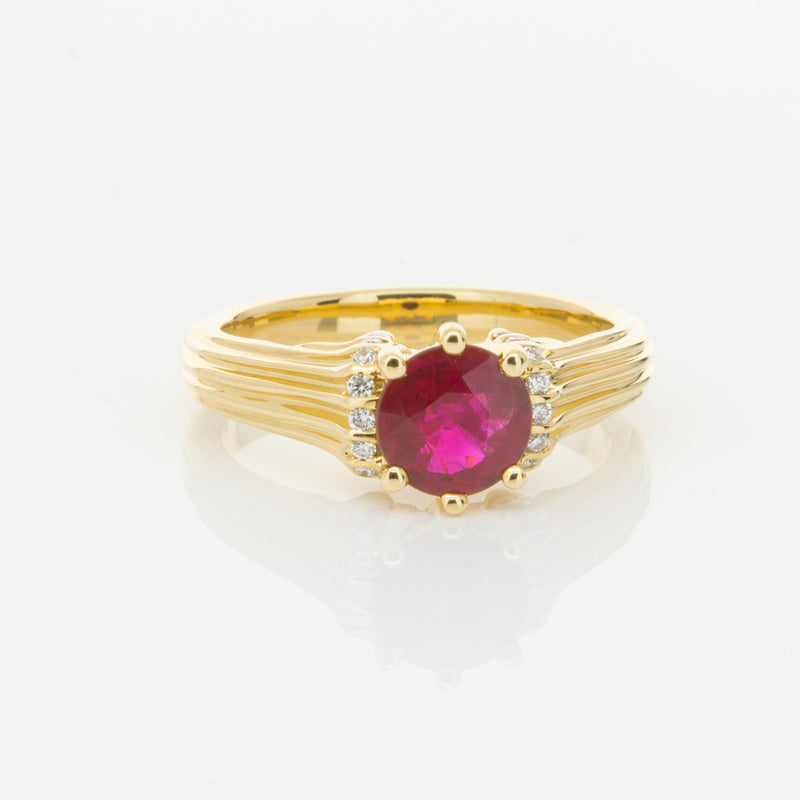 18ct Yellow Gold Ruby & Diamond Ring-Ring-Walker & Hall